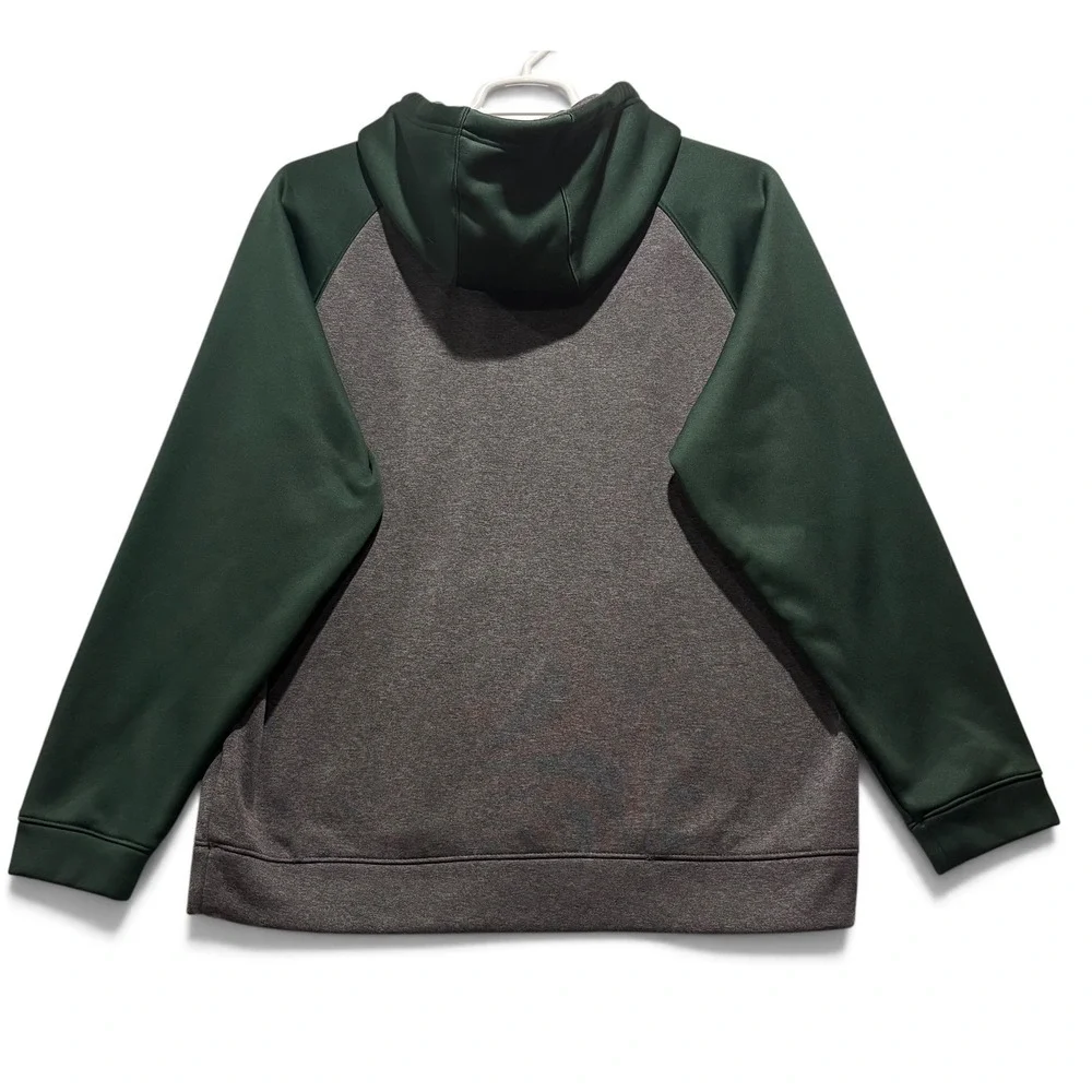 Oregon Ducks Mens Raglan Hoodie Green Charcoal Heather Fleece Pullover Apx XL